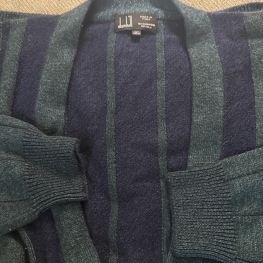 Dunhill 50% Cashmere 50% Silk Striped Men’s Cardigan Sweater Size XL